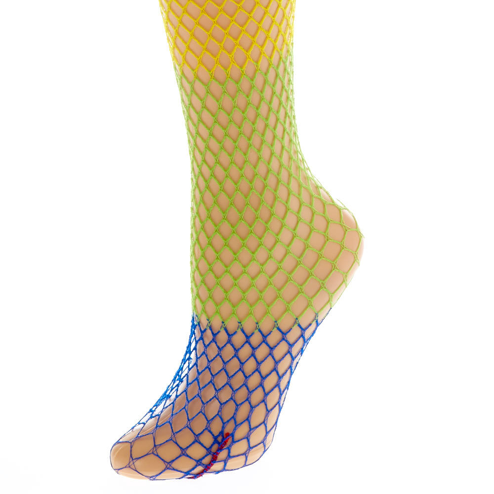 Rainbow Block Over The Knee Fishnet Socks Claire s