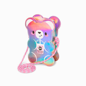 Iridescent Pink Gummy Bear Bubble Tea Crossbody Bag,