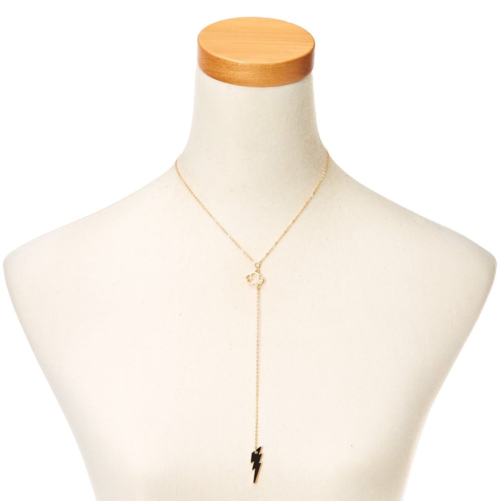 Gold Tone Lightning Bolt Necklace,