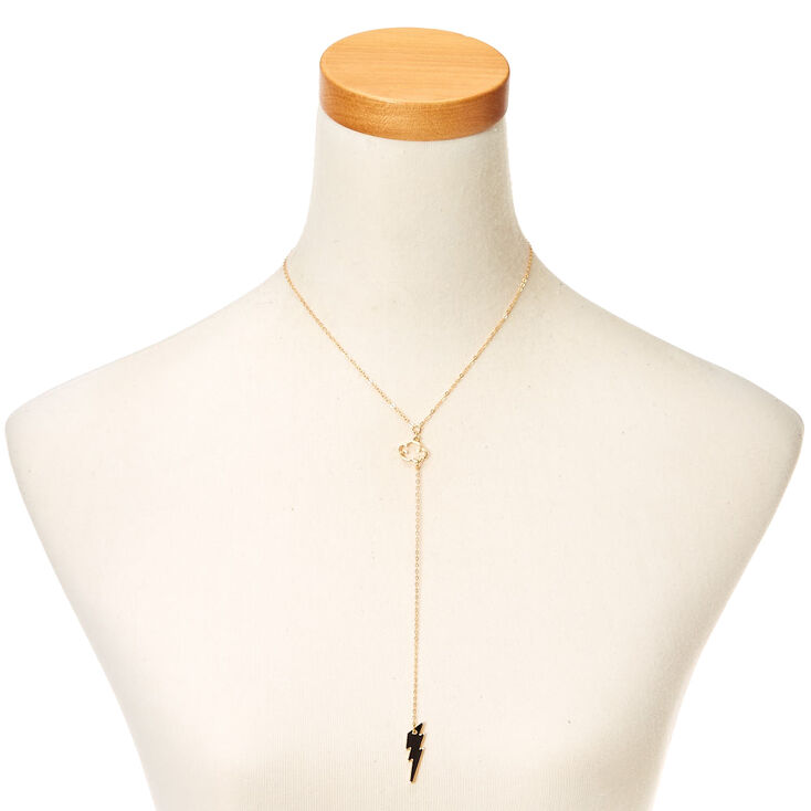 Gold Tone Lightning Bolt Necklace,