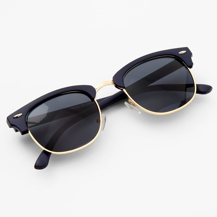 Navy Blue Retro Browline Sunglasses,