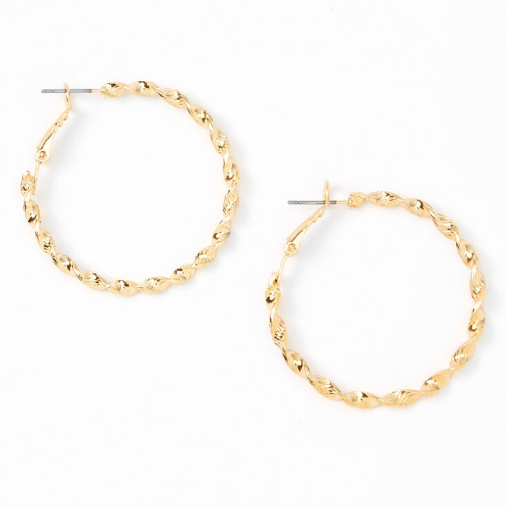 Claire's Créoles texturées torsadées 40 mm couleur dorée