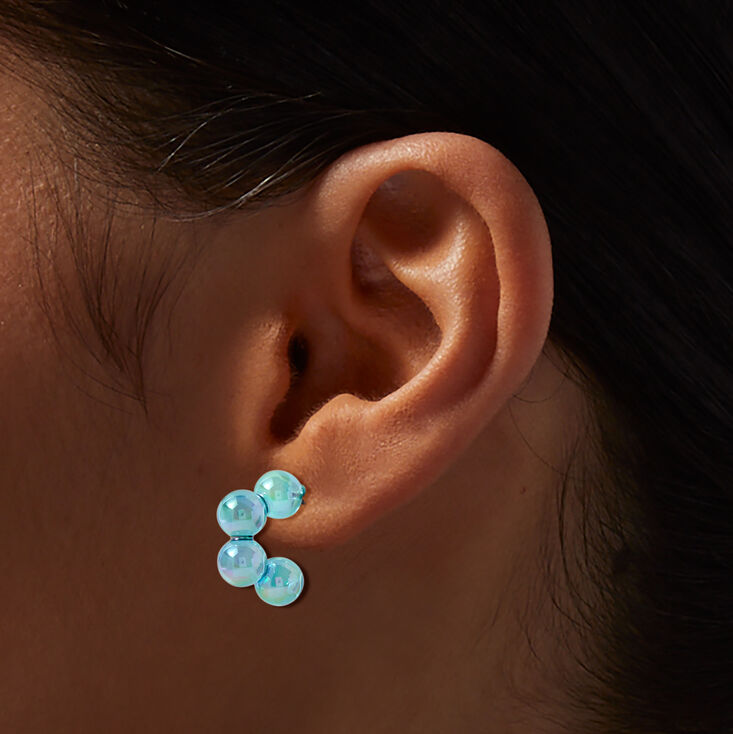 Cr&eacute;oles bulles en lucite bleues transparentes,