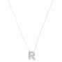 Collier &agrave; pendentif initiale ornement&eacute; couleur argent&eacute;e - R,