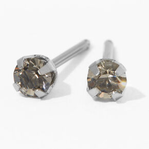 Stainless Steel Black Diamond Crystal Studs 3mm Ear Piercing Kit with Ear Care Solution,