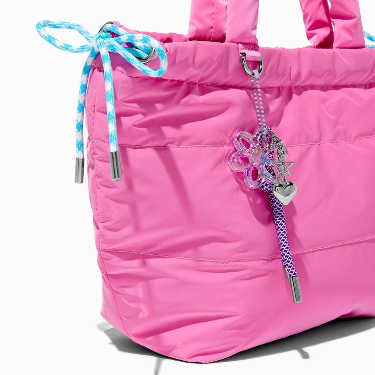 Pink Nylon Puffy Tote Bag,