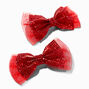 Claire&#39;s Club Holiday Red Rhinestone Tulle Hair Bow Clips - 2 Pack,