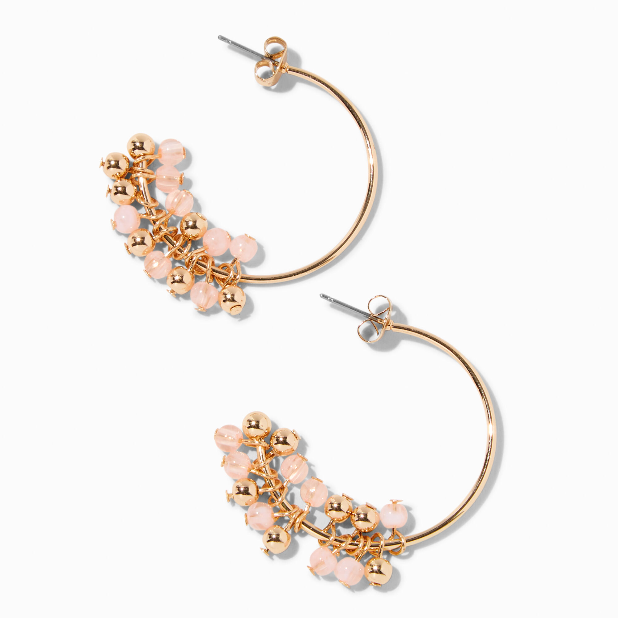 View Claires Beaded GoldTone 40MM Hoop Earrings Pink information