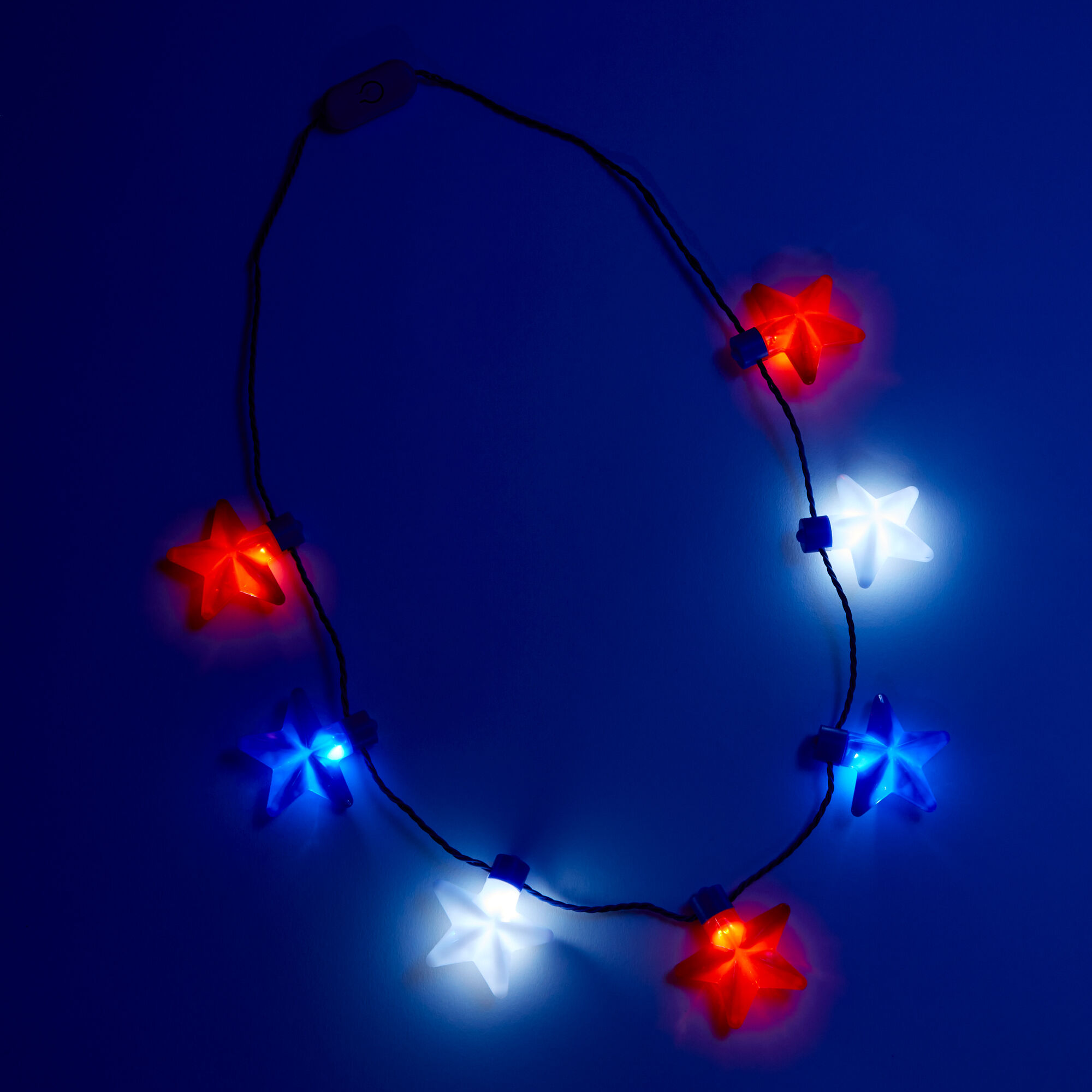 Stars & Stripes Red, White, & Blue Stars Light-Up Necklace,