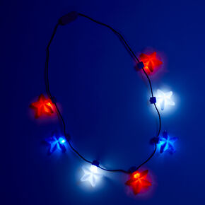 Stars &amp; Stripes Red, White, &amp; Blue Stars Light-Up Necklace,