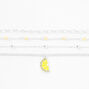 Silver Lemon Beaded Chain Bracelets - Yellow, 4 Pack,