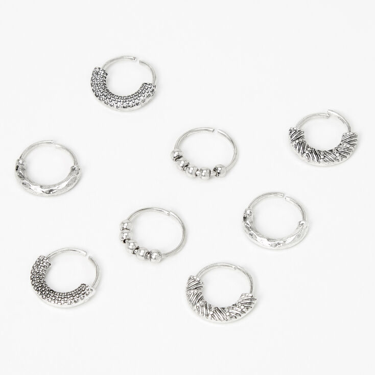 Silver Bali Hoop Hair Rings - 8 Pack | Claire's