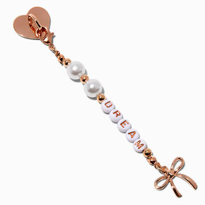 Gold-tone Bow &amp; Pearl &quot;Dream&quot; Sticker Charm,
