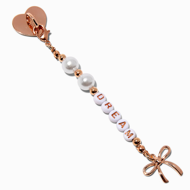 Gold-tone Bow &amp; Pearl &quot;Dream&quot; Sticker Charm,