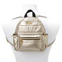 Mini sac &agrave; dos convertible en sac &agrave; bandouli&egrave;re m&eacute;tallis&eacute; - Ocre,