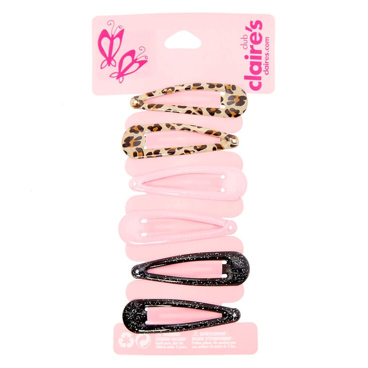 Claire's Club Leopard Print Snap Hair Clips - 6 Pack | Claire's