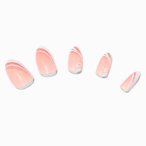 French Swirl Jelly Stiletto Vegan Faux Nail Set - 24 Pack,