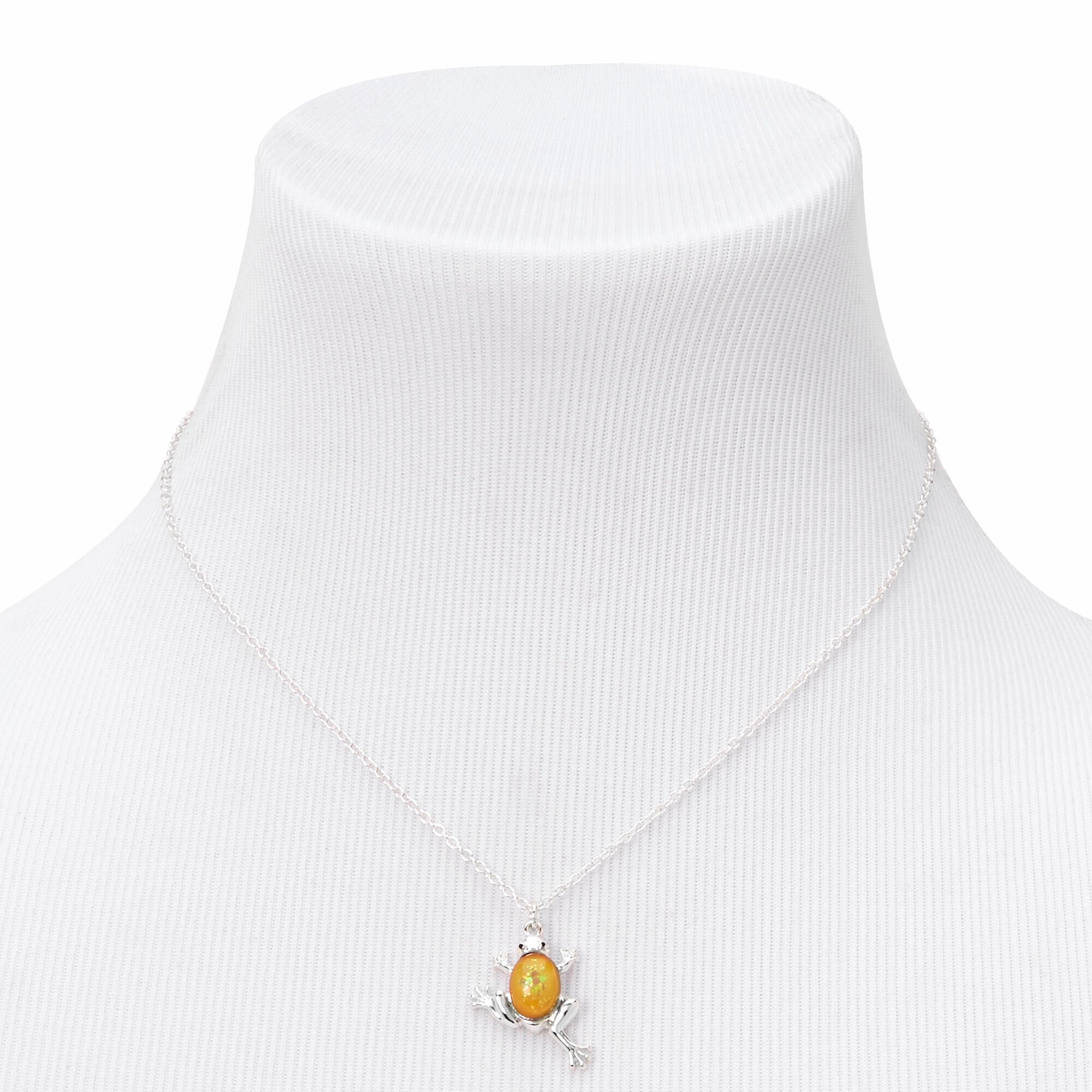 Collier d’humeur à pendentif grenouille couleur argentée,