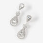 Silver-tone 1.5&quot; Rhinestone Teardrop Drop Earrings,