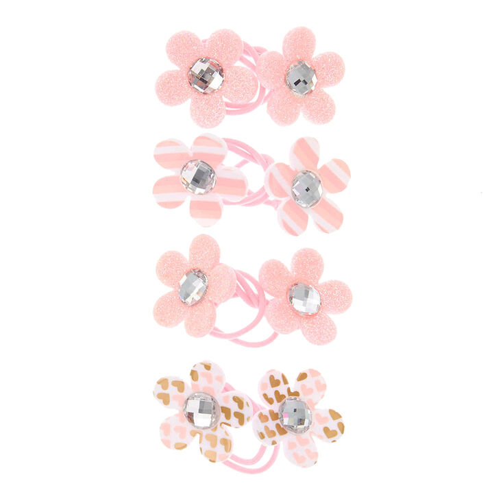 Claire&#39;s Club Flower Hair Ties - Pink, 4 Pack,