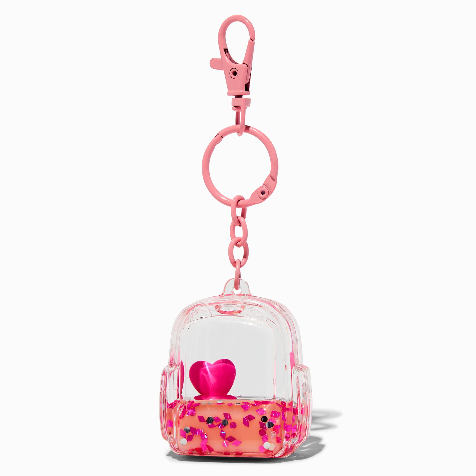 View Claires Backpack WaterFilled Keyring Pink information