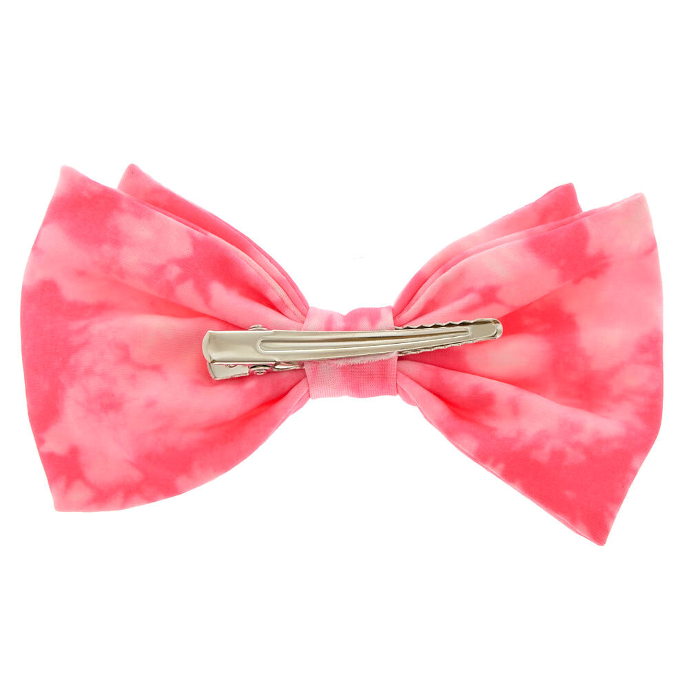 Neon Tie Dye Hair Bow Clip - Pink,