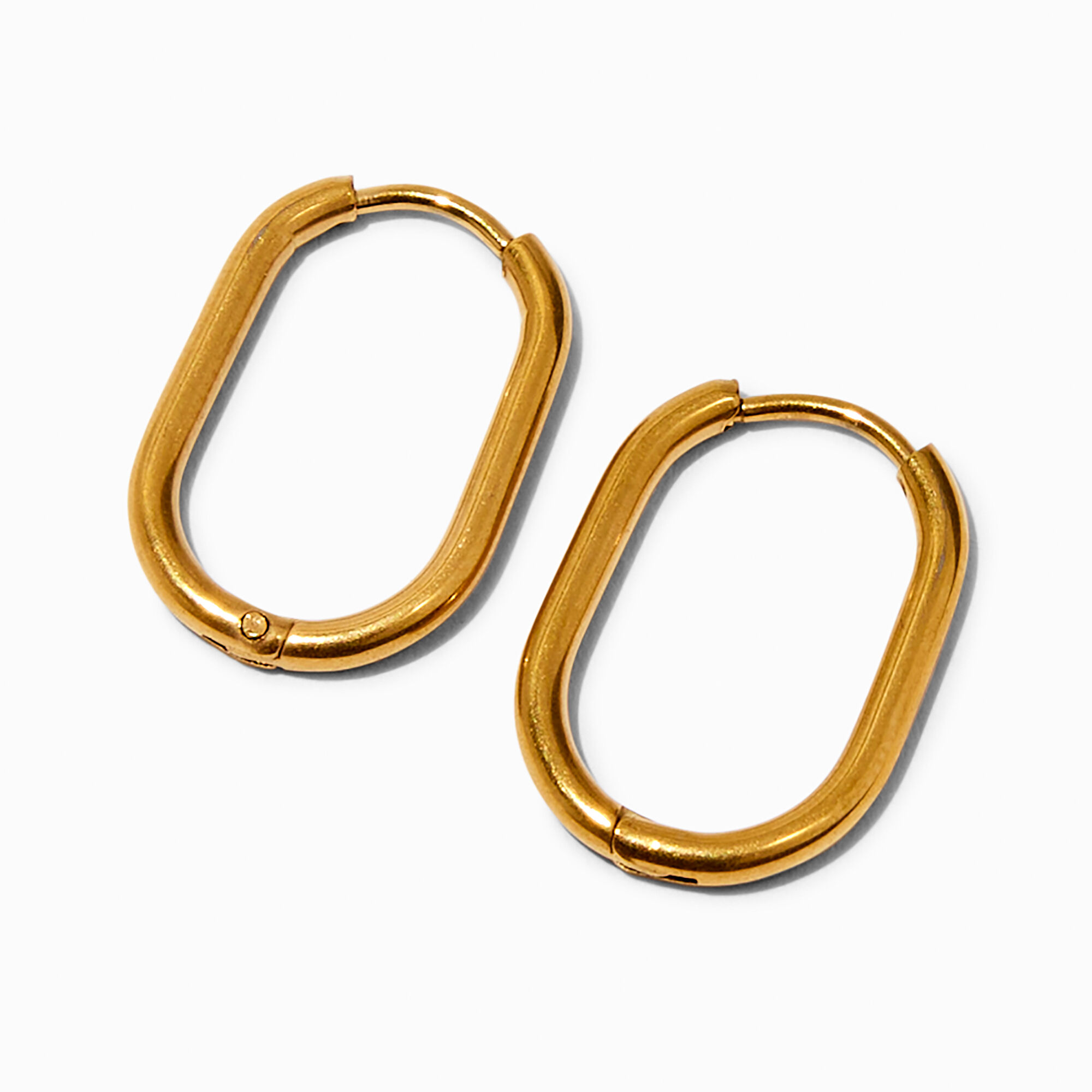 View Claires Tone Stainless Steel 12MM Oval Hoop Earrings Gold information