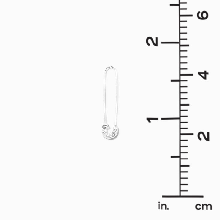 Sterling Silver Safety Pin Hoop Earrings,