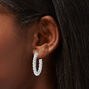 Silver-tone Crystal 30mm Hoop Earrings,