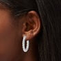 Silver 30MM Crystal Hoop Earrings,