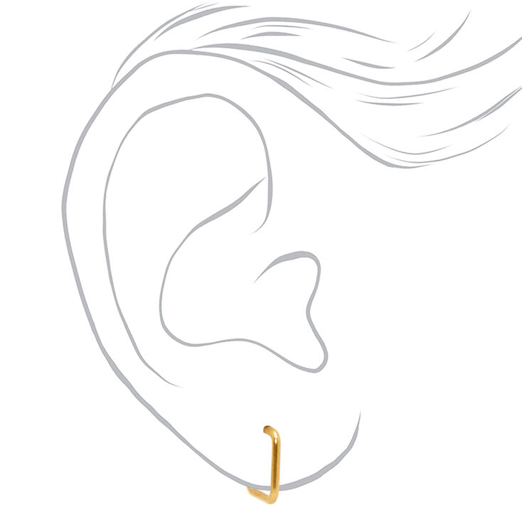 Gold Titanium 10MM Open Square Hoop Earrings,