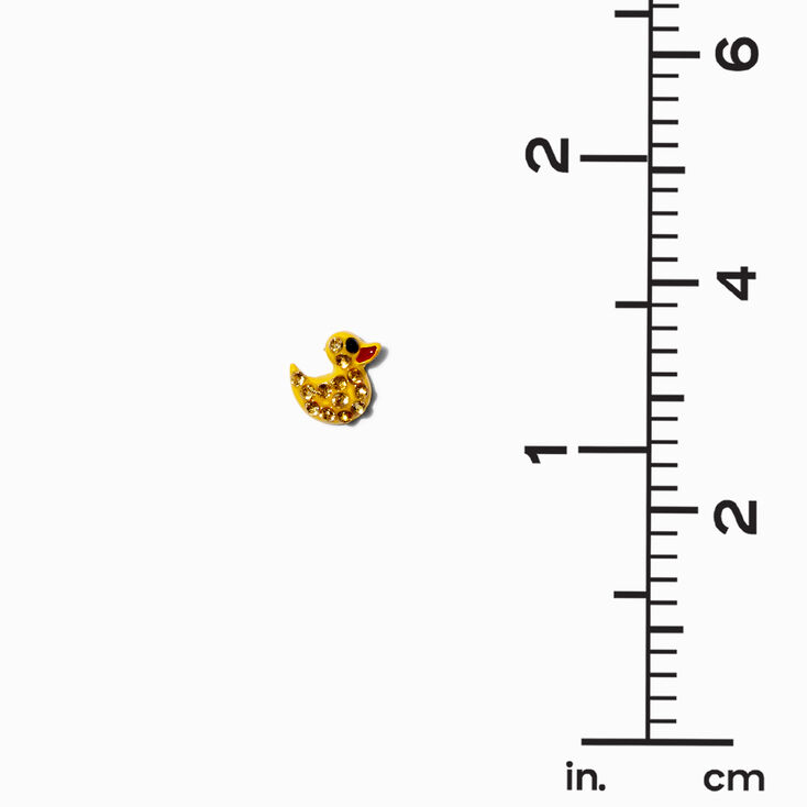 Yellow Crystal Rubber Ducky Stud Earrings,