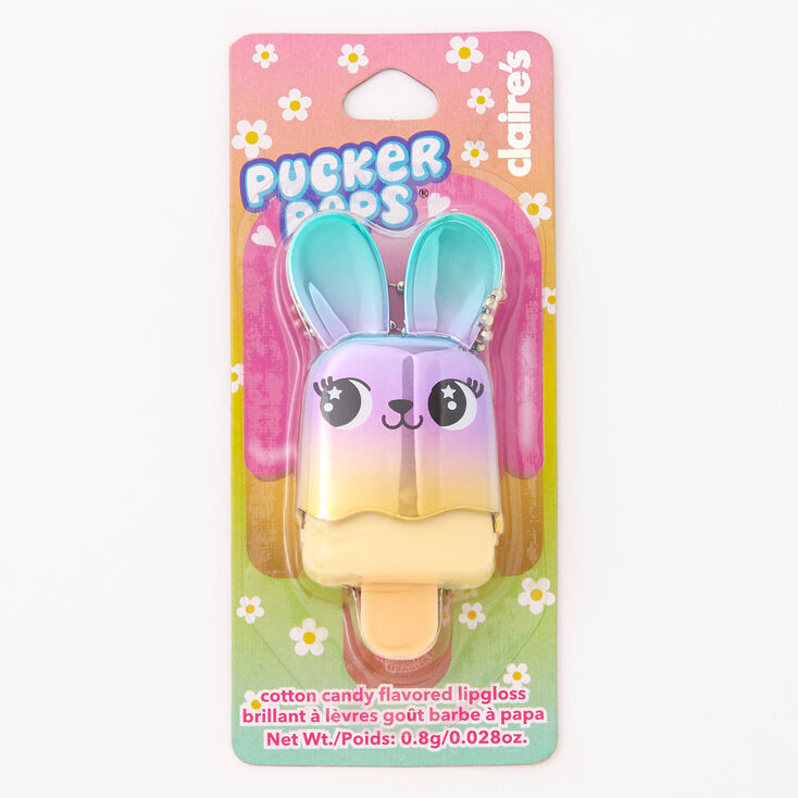 Gloss lapin m&eacute;tallis&eacute; arc-en-ciel Pucker Pops&reg; - Barbe &agrave; papa,