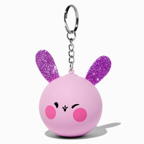 Porte-cl&eacute;s boule anti-stress lapin rose,