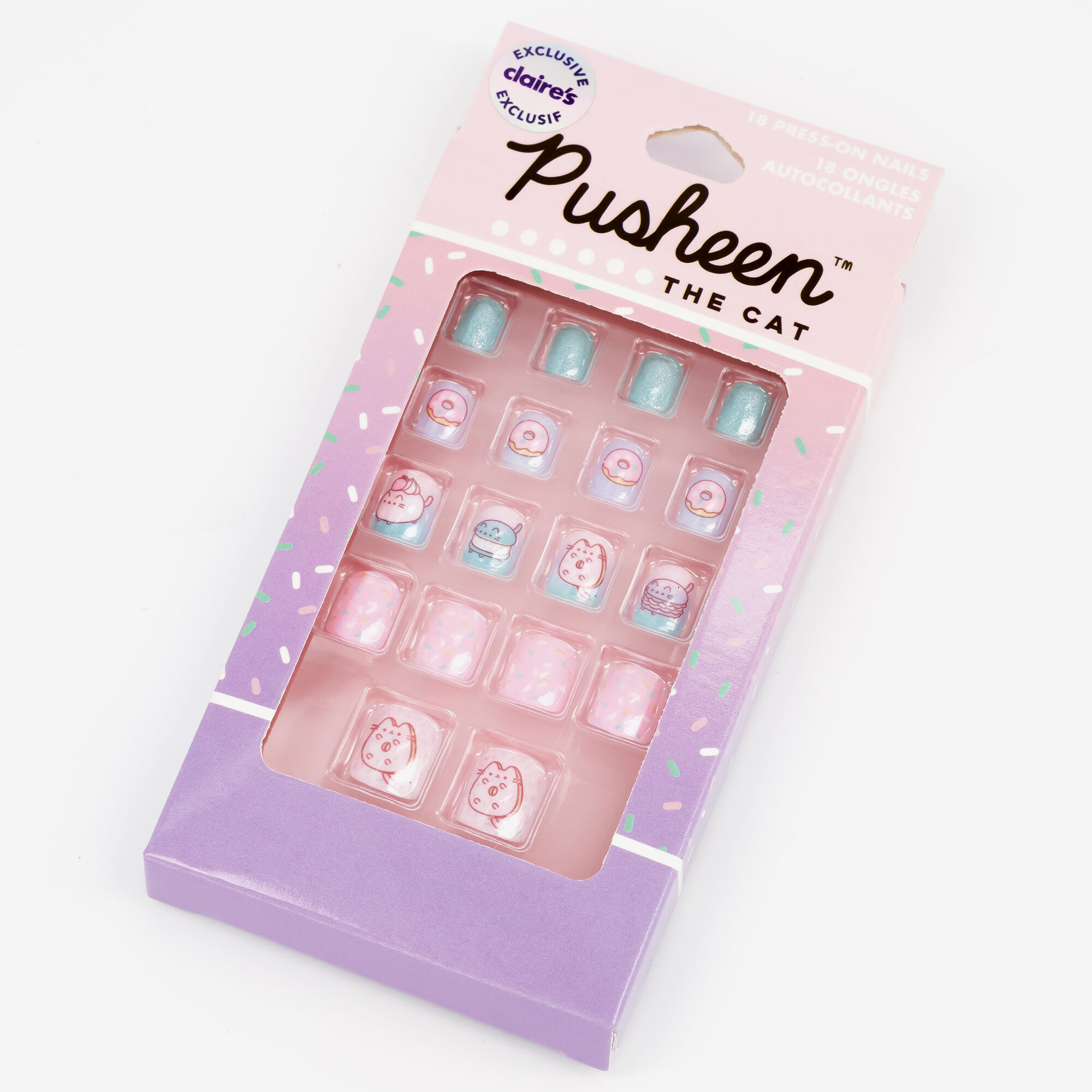 Pusheen® Dessert Square Press On Faux Nail Set - 18 Pack,