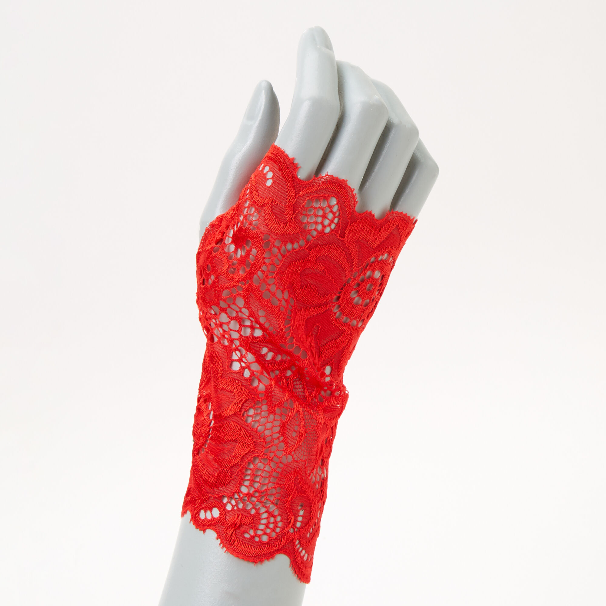 brown lace fingerless gloves
