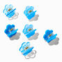 Mixed Blue Flower Hair Claws - 6 Pack,