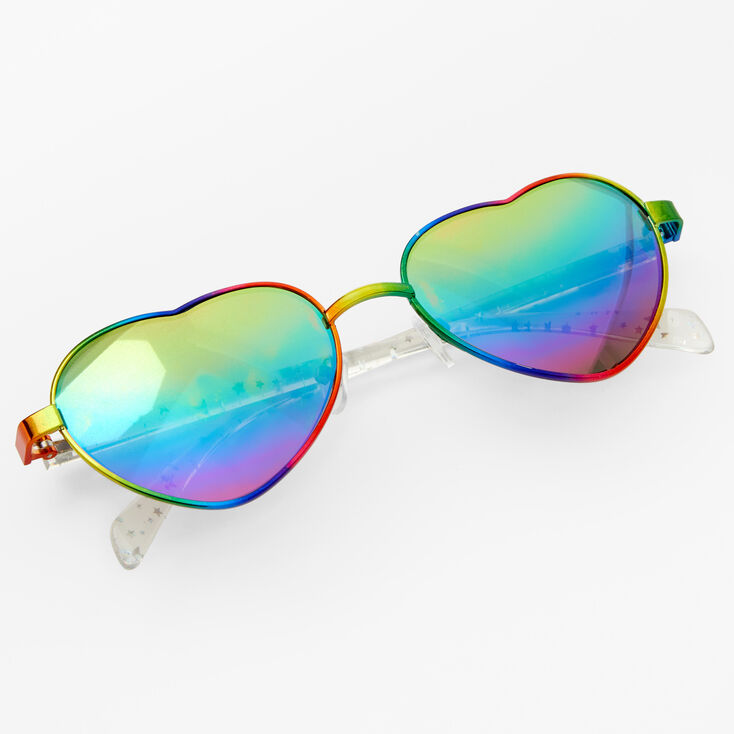 Claire&#39;s Club Anodized Heart Aviator Sunglasses,