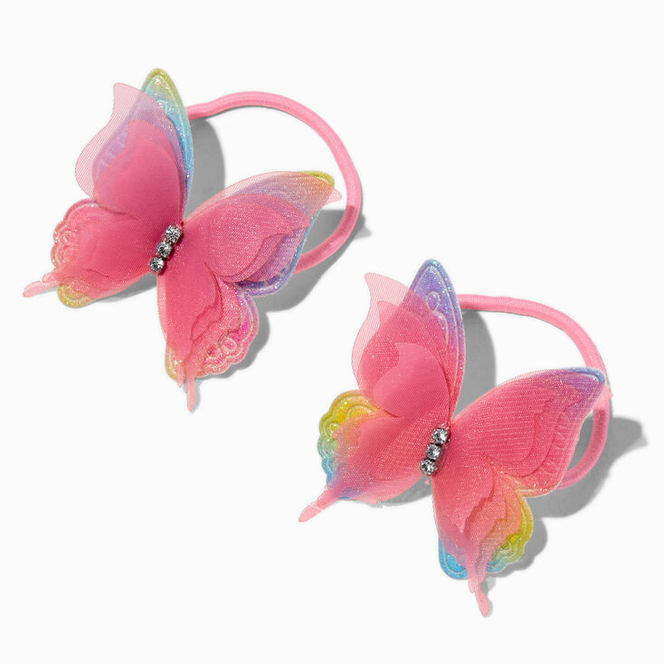 Claire&#39;s Club Pink Butterfly Hair Ties - 2 Pack,