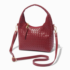 Maroon Woven Crossbody Shoulder Bag,