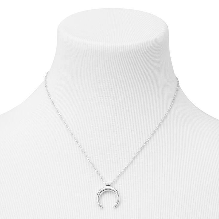 Silver Dainty Horn Pendant Necklace,
