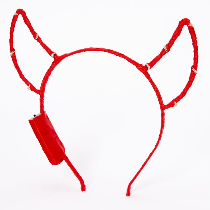 Serre-t&ecirc;te oreilles de diable qui s&rsquo;allument - Rouge,