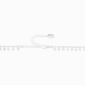 Silver Cubic Zirconia Stud Charm Crystal Choker Necklace,