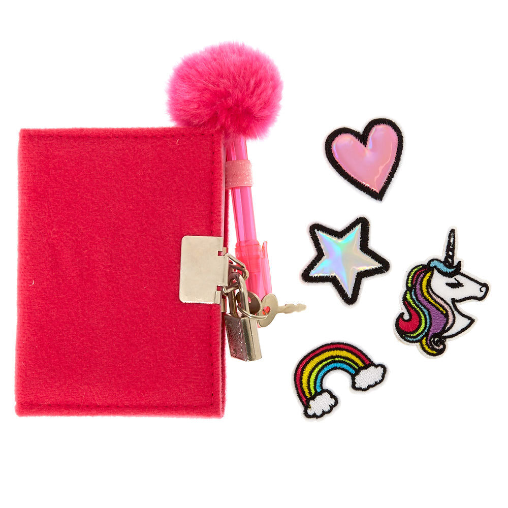 Claire's Club Velcro Patch Lock Diary - Pink,