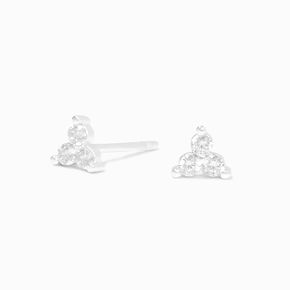 Clous d&rsquo;oreilles triple boule en zircon cubique et argent,