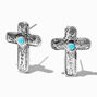 Clous d&#39;oreilles cowgirl croix en filigrane couleur argent&eacute;e,