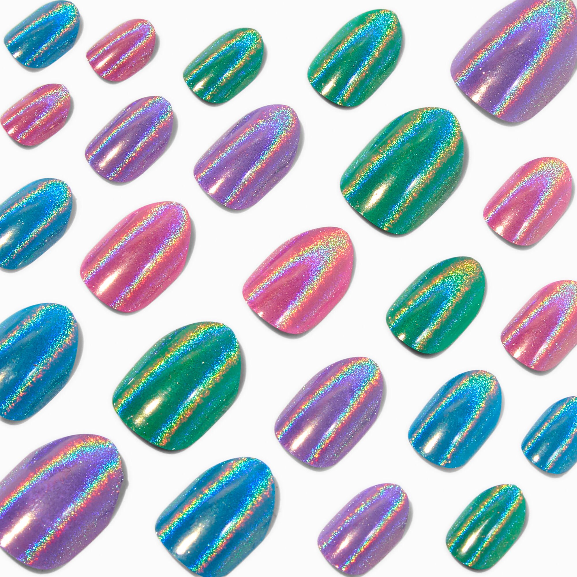 Faux ongles vegan autocollants stiletto Sheen Queen - Lot de 24,