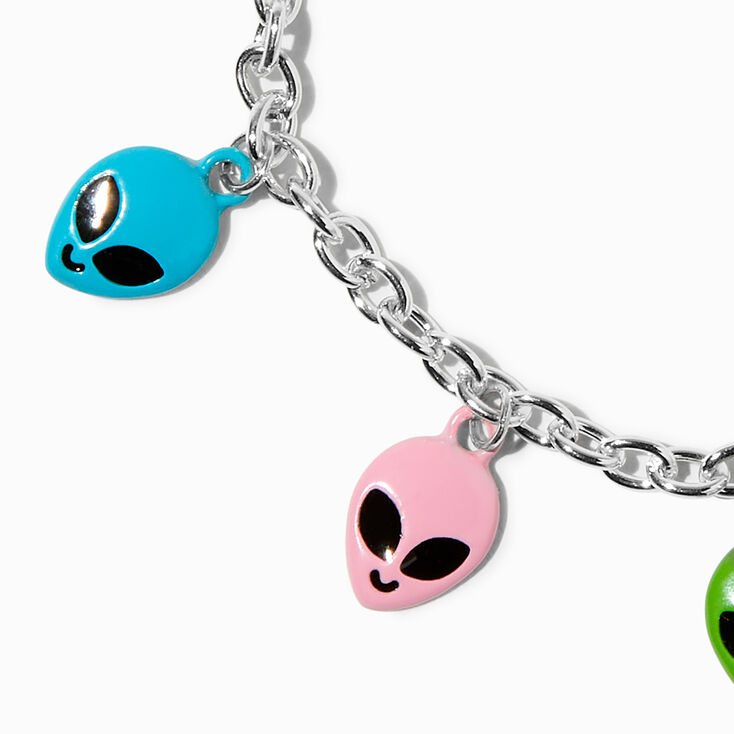 Rainbow Alien Silver Charm Bracelet,