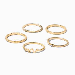 Gold Delicate Snake Rings - 5 Pack,