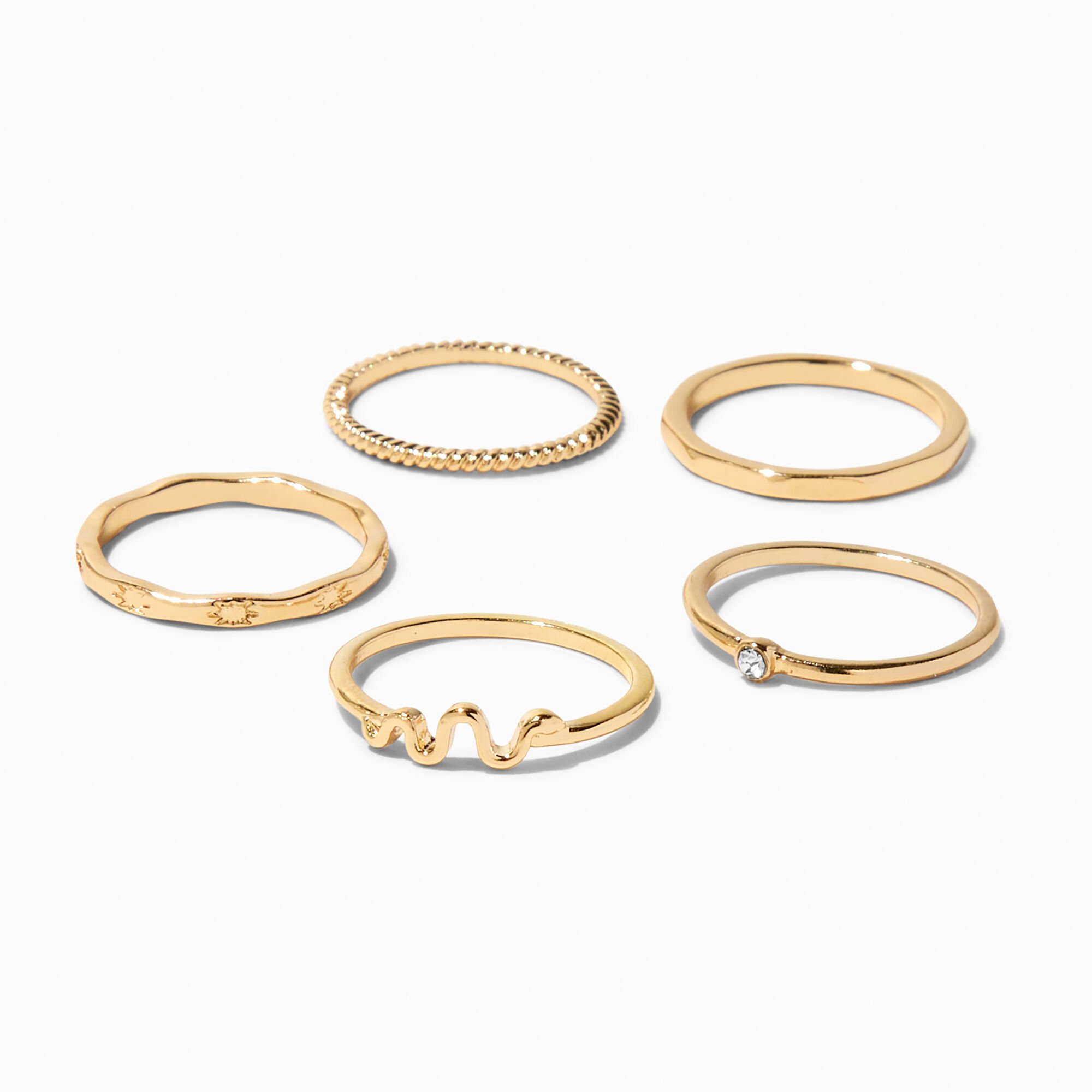 View Claires Delicate Snake Rings 5 Pack Gold information